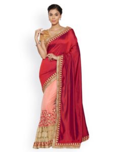 Pink & Red Saree