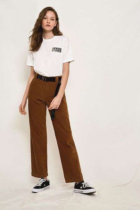 Brown Trousers with a White T- shirt