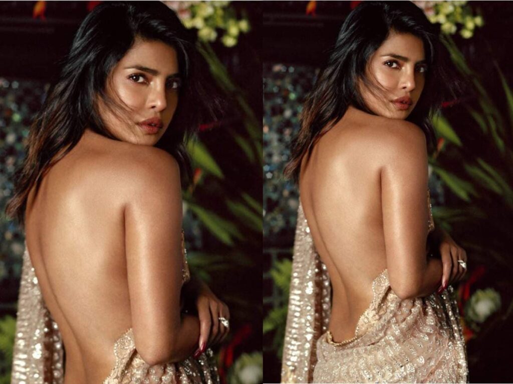 Rocking a blouse-less saree