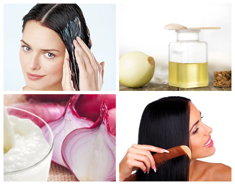5. Apply onion juice all over your hair