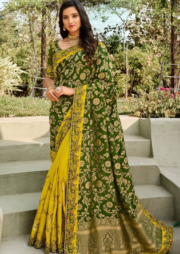 7. Half and-Half Sarees: A Blend of Tradition and Modern
