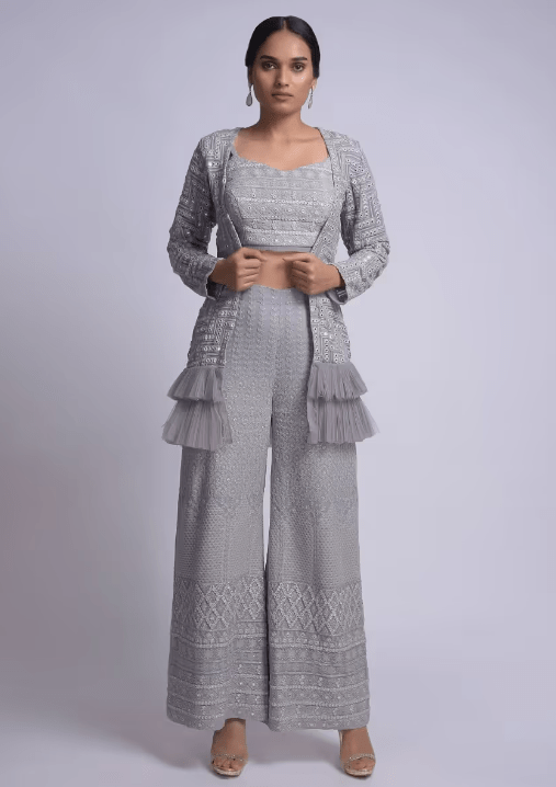 8. Fuse it Together: Palazzo Pants with Kurti or Crop Top