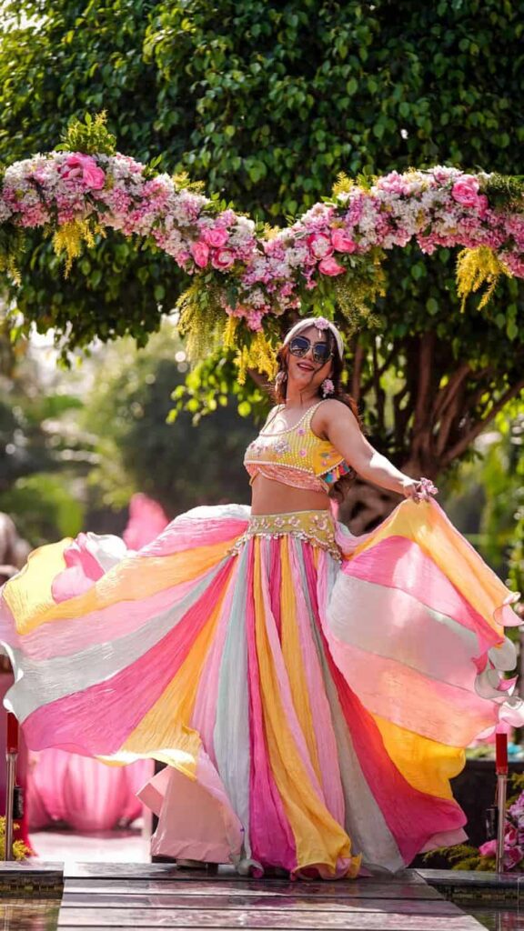 13. Multicolour Dress - Haldi Outfit Ideas