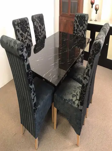 Black Marble Table Top dining table set