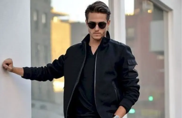 Men Wearing Black Bomber Jacket