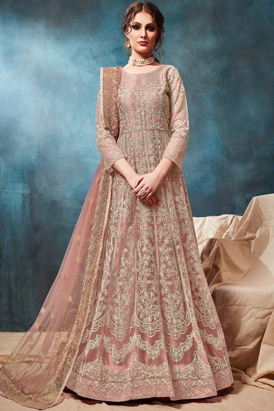 Netted Anarkali Salwar Kameez
