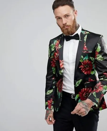 Floral Print Blazer Men