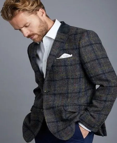 Men's Criss Cross Checks Cotton Blazer