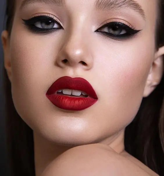 a bold, red lip - makeup look for valentine's day


