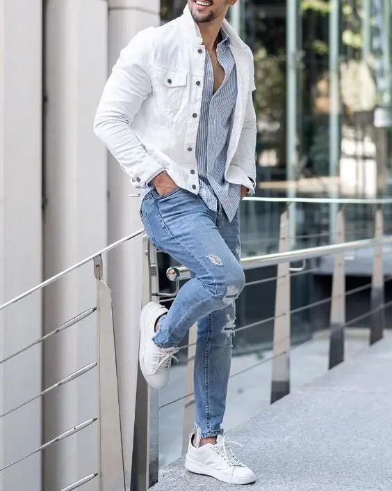 Classy Whites with Denims - Valentine's Outfits For Men